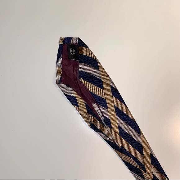 Vintage CAMOUFLAGE Clothing NYC Men’s Necktie Blue/Gold/Grey 100% Silk Checked - Picture 6 of 6